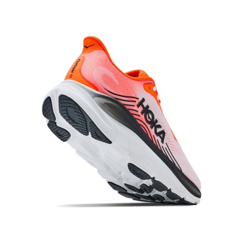 HOKA CLIFTON 11 NEON TANGERINE ZAPATILLAS RUNNING HOMBRE VISTA TRASERA,ARISTARUN