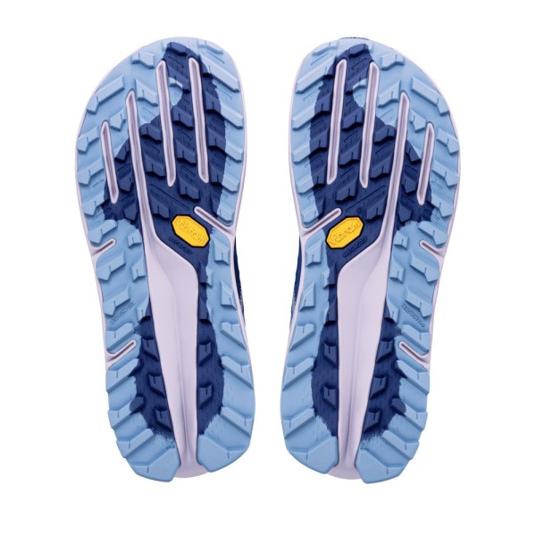 ALTRA OLYMPUS 7 AZUL LILA ZAPATILLAS TRAIL MUJER VISTA SUELA,ARISTARUN