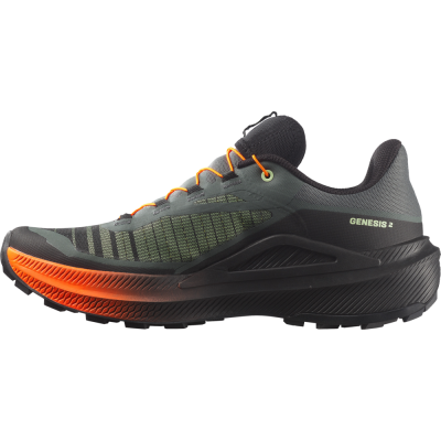 SALOMON GENESIS 2 NEGRO NARANJA ZAPATILLAS TRAIL HOMBRE VISTA LATERAL, ARISTARUN 2