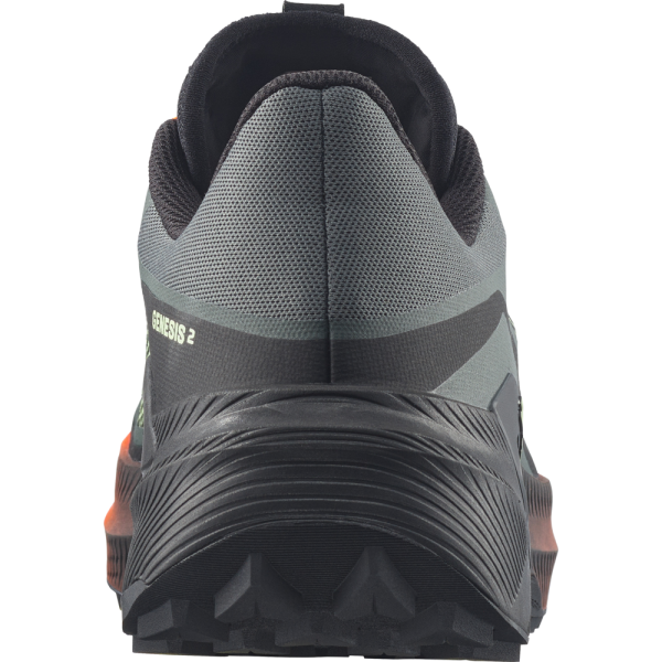 SALOMON GENESIS 2 NEGRO NARANJA ZAPATILLAS TRAIL HOMBRE VISTA TRASERA, ARISTARUN