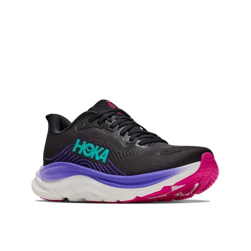 HOKA CLIFTON 11 BLACK NEON ZAPATILLAS RUNNING MUJER VISTA LATERAL,ARISTARUN