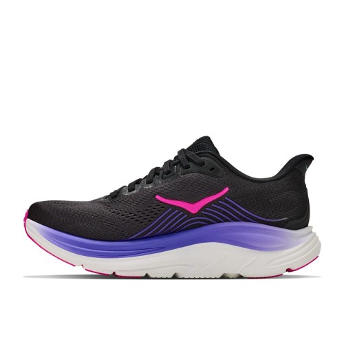 HOKA CLIFTON 11 BLACK NEON ZAPATILLAS RUNNING MUJER VISTA INTERIOR,ARISTARUN