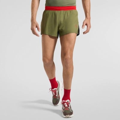 LA SPORTIVA PURE 3 VERDE ROJO PANTALONES CORTOS HOMBRE VISTA FRONTAL,ARISTARUN
