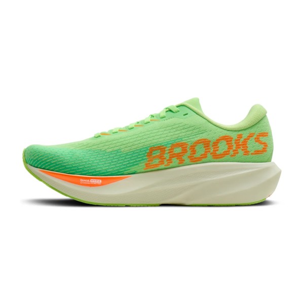 BROOKS GHOST AMP VERDE NARANJA ZAPATILLAS RUNNING HOMBRE VISTA INTERIOR,ARISTARUN