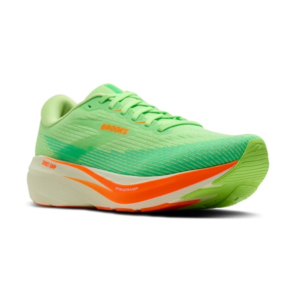 BROOKS GHOST AMP VERDE NARANJA ZAPATILLAS RUNNING HOMBRE VISTA LATERAL,ARISTARUN