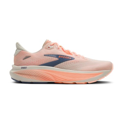 BROOKS GHOST 18 WHITE PEACH ZAPATILLAS RUNNING MUJER VISTA EXTERIOR,ARISTARUN 2