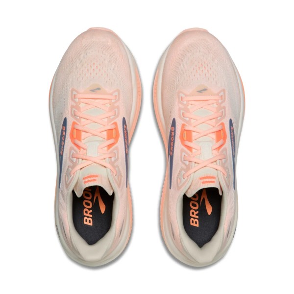 BROOKS GHOST 18 WHITE PEACH ZAPATILLAS RUNNING MUJER VISTA SUPERIOR,ARISTARUN