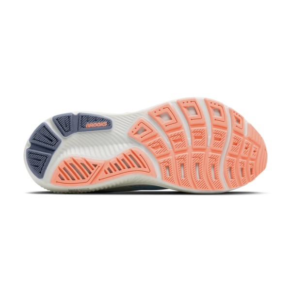 BROOKS GHOST 18 WHITE PEACH ZAPATILLAS RUNNING MUJER VISTA SUELA,ARISTARUN