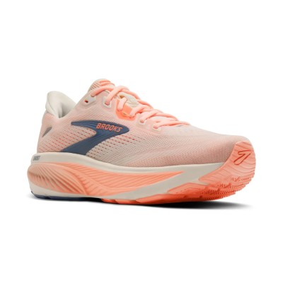 BROOKS GHOST 18 WHITE PEACH ZAPATILLAS RUNNING MUJER VISTA EXTERIOR,ARISTARUN
