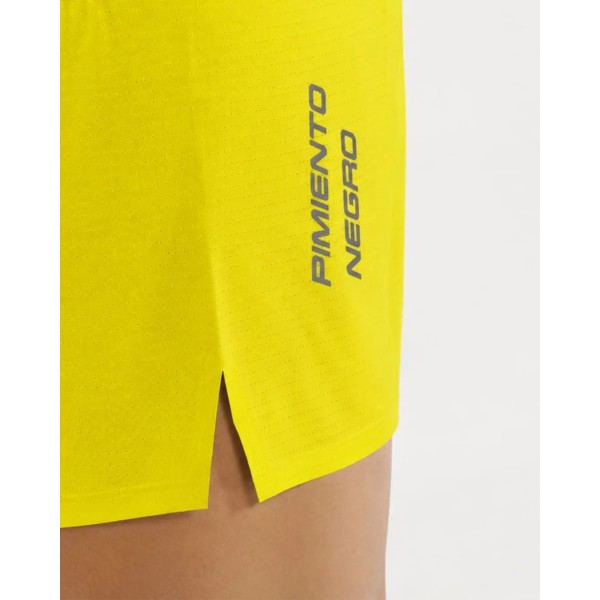 PIMIENTO NEGRO PANTALONES RUNNING AMARILLO UNISEX VISTA LATERAL LOGO , ARISTARUN