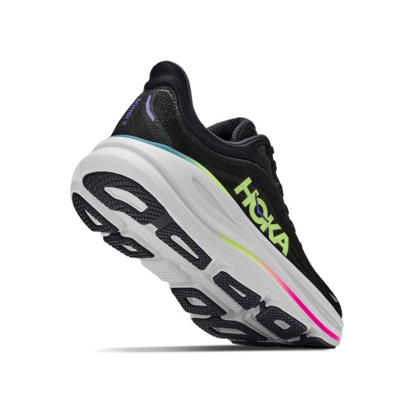 HOKA BONDI 9 BLACK NEON ZAPATILLAS RUNNING HOMBRE VISTA ANTERIOR,ARISTARUN