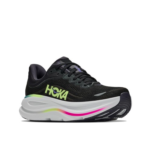 HOKA BONDI 9 BLACK NEON ZAPATILLAS RUNNING HOMBRE VISTA LATERAL,ARISTARUN