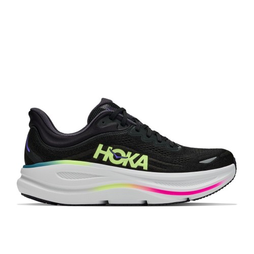 HOKA BONDI 9 BLACK NEON ZAPATILLAS RUNNING HOMBRE VISTA EXTERIOR,ARISTARUN