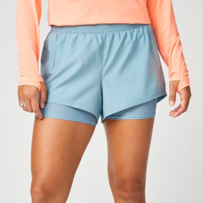 BROOKS DASH 2 IN 1 SHORT AZUL PANTALONES CORTOS MUJER VISTA FRONTAL, ARISTARUN