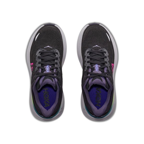 HOKA BONDI 9 BLACK NEON ZAPATILLAS RUNNING MUJER