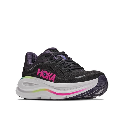 HOKA BONDI 9 BLACK NEON ZAPATILLAS RUNNING MUJER
