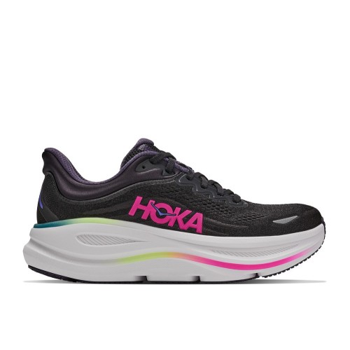 HOKA BONDI 9 BLACK NEON ZAPATILLAS RUNNING MUJER