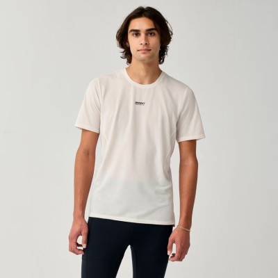 BROOKS HIGH POINT 2.0 BEIGE CAMISETA MANGA CORTA HOMBRE VISTA FRONTAL, ARISTARUN