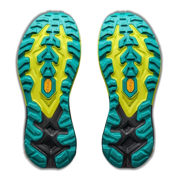 HOKA MAFATE 5 NEGRO AMARILLO ZAPATILLAS TRAIL HOMBRE VISTA SUELA,ARISTARUN