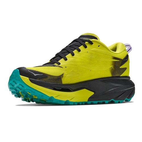 HOKA MAFATE 5 NEGRO AMARILLO ZAPATILLAS TRAIL HOMBRE VISTA DELANTERA,ARISTARUN