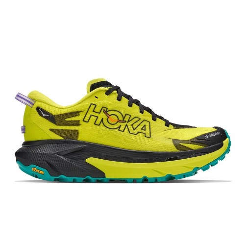 HOKA MAFATE 5 NEGRO AMARILLO ZAPATILLAS TRAIL HOMBRE VISTA EXTERIOR,ARISTARUN