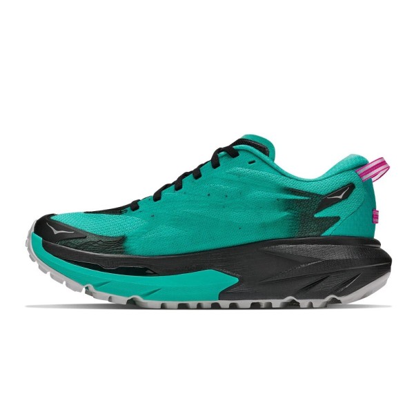 HOKA MAFATE 5 BLACK AQUA ZAPATILLAS TRAIL MUJER VISTA INTERIOR,ARISTARUN