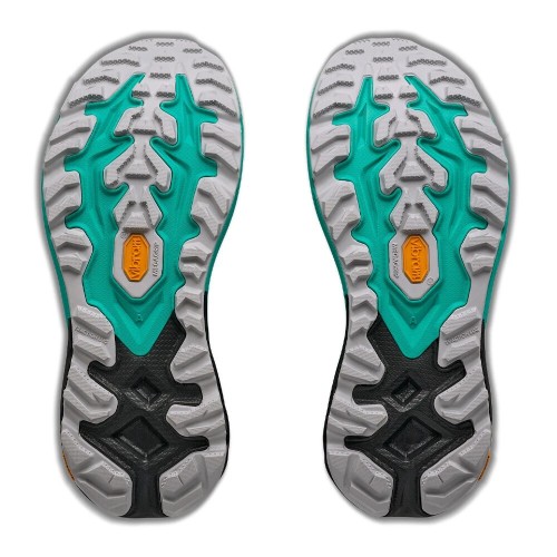 HOKA MAFATE 5 BLACK AQUA ZAPATILLAS TRAIL MUJER VISTA SUELA,ARISTARUN