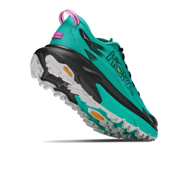HOKA MAFATE 5 BLACK AQUA ZAPATILLAS TRAIL MUJER VISTA ANTERIOR,ARISTARUN