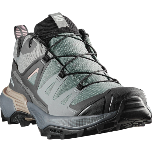 SALOMON X ULTRA 360 GTX GRIS AZUL ZAPATILLAS TREKKING MUJER VISTA LATERAL,ARISTARUN