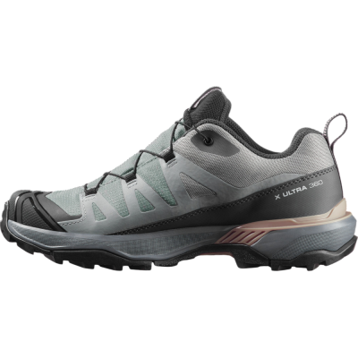 SALOMON X ULTRA 360 GTX GRIS AZUL ZAPATILLAS TREKKING MUJER VISTA EXTERIOR,ARISTARUN 2