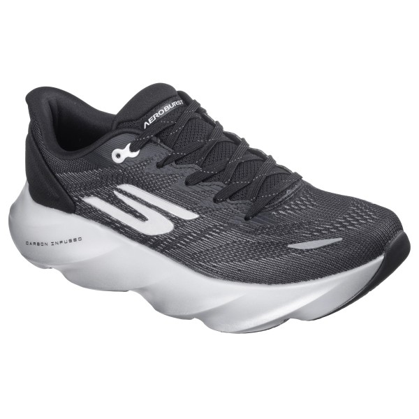 SKECHERS AERO BURST NEGRO BLANCO ZAPATILLAS RUNNING HOMBRE VISTA LATERAL,ARISTARUN