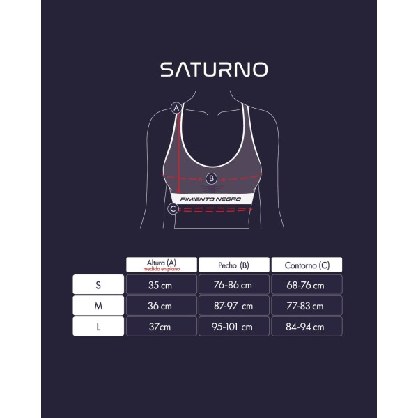 PIMIENTO NEGRO TOP DEPORTIVO SATURNO BEIGE GUÍA DE TALLAS, ARISTARUN
