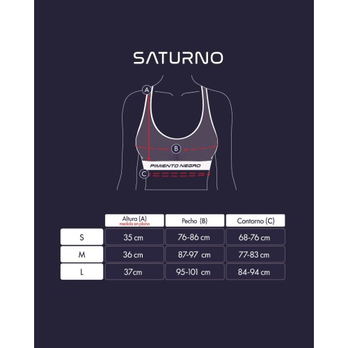 PIMIENTO NEGRO TOP DEPORTIVO SATURNO BEIGE GUÍA DE TALLAS, ARISTARUN