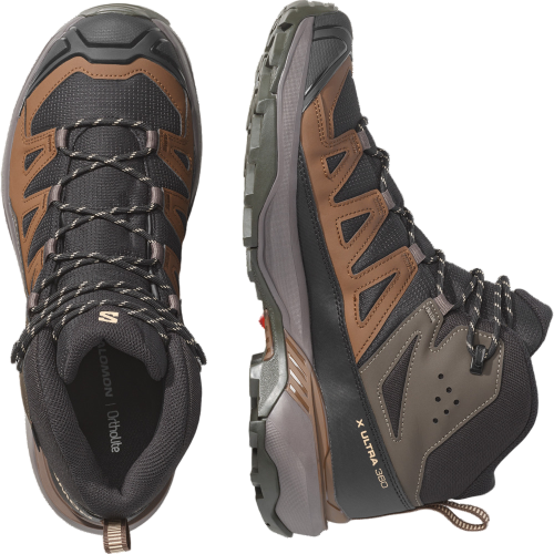 SALOMON X ULTRA 360 MID GORE-TEX NEGRO MARRON BOTAS TREKKING HOMBRE VISTA SUPERIOR,ARISTARUN