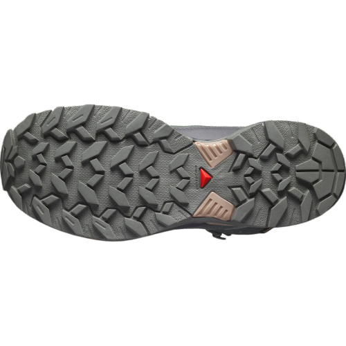 SALOMON X ULTRA 360 MID GORE-TEX GRIS MORADO BOTAS TREKKING MUJER VISTA SUELA,ARISTARUN