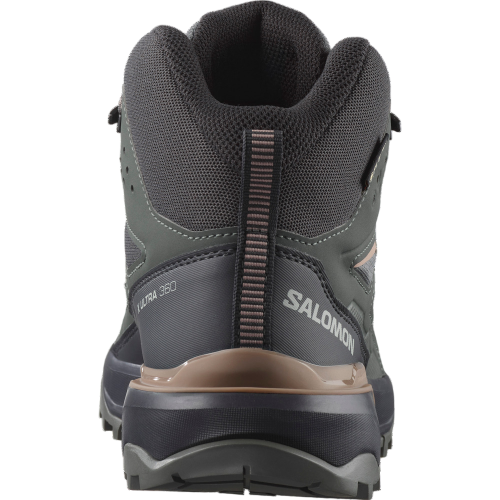 SALOMON X ULTRA 360 MID GORE-TEX GRIS MORADO BOTAS TREKKING MUJER VISTA TRASERA,ARISTARUN
