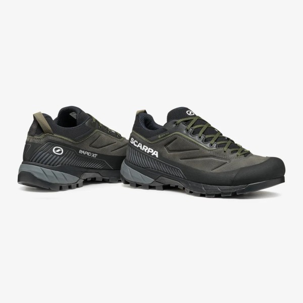 SCARPA RAPID XT GTX NEGRO VERDE ZAPATILLAS TREKKING HOMBRE VISTA LATERAL,ARISTARUN