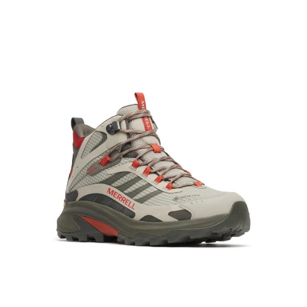 MERREL MOAB SPEED 2 MID GTX GRIS ROJO BOTAS TREKKING HOMBRE VISTA LATERAL,ARISTARUN