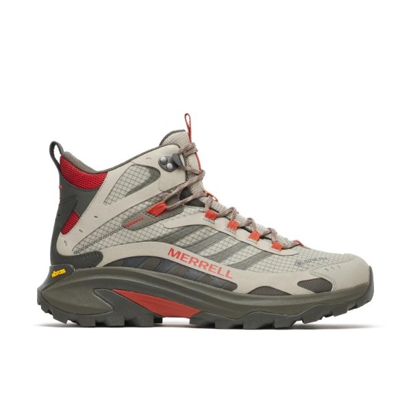 MERREL MOAB SPEED 2 MID GTX GRIS ROJO BOTAS TREKKING HOMBRE VISTA EXTERIOR,ARISTARUN
