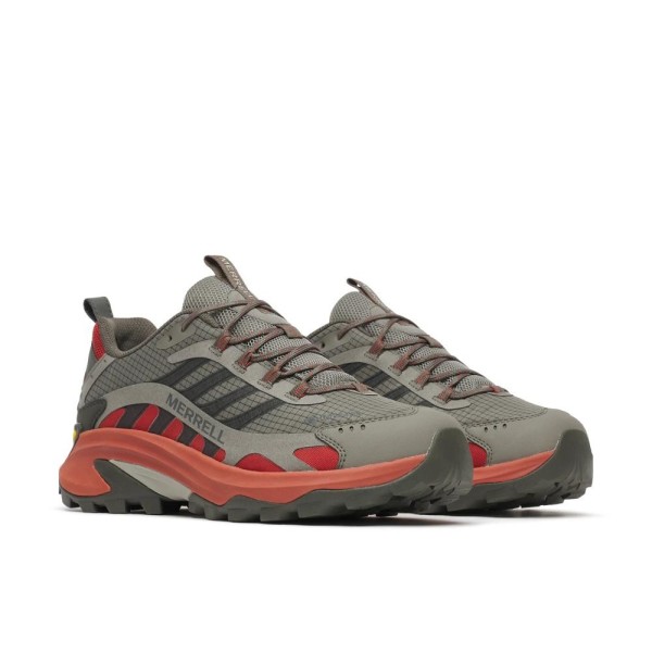 MERRELL MOAB SPEED 2 GTX GRIS ROJO ZAPATILLAS TREKKING HOMBRE VISTA LATERAL,ARISTARUN