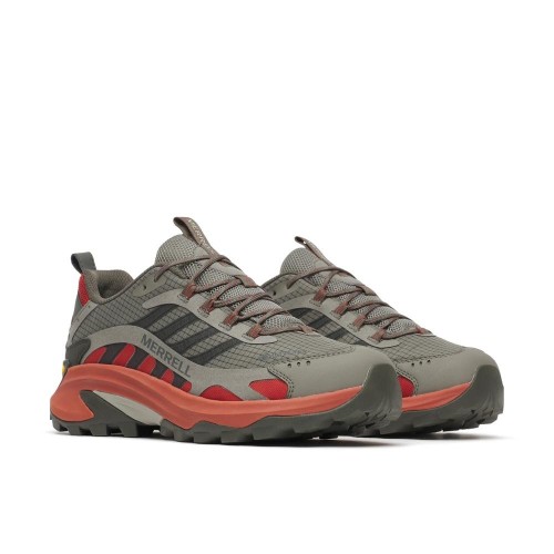 MERRELL MOAB SPEED 2 GTX GRIS ROJO ZAPATILLAS TREKKING HOMBRE VISTA LATERAL,ARISTARUN
