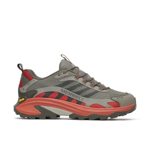 MERRELL MOAB SPEED 2 GTX GRIS ROJO ZAPATILLAS TREKKING HOMBRE VISTA EXTERIOR,ARISTARUN