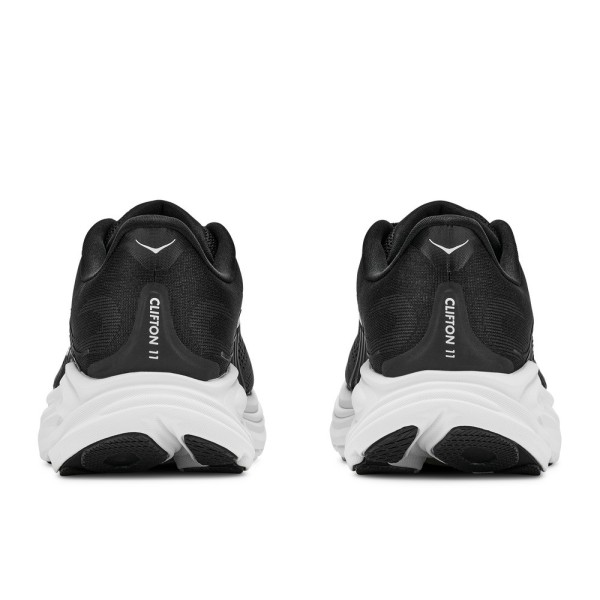 HOKA CLIFTON 11 BLACK WHITE ZAPATILLAS RUNNING HOMBRE VISTA TRASERA,ARISTARUN