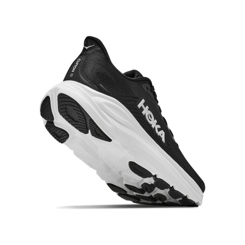 HOKA CLIFTON 11 BLACK WHITE ZAPATILLAS RUNNING HOMBRE VISTA ANTERIOR,ARISTARUN